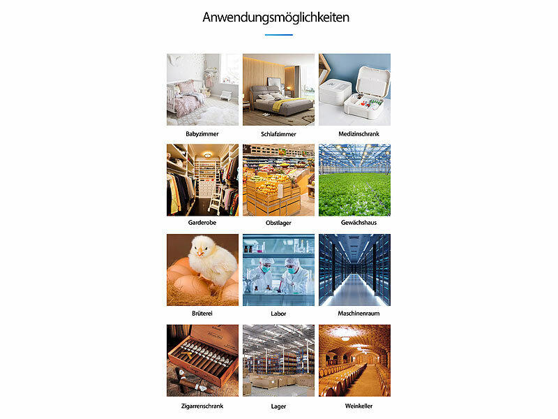 ; WLAN-Temperatur- & Luftfeuchtigkeits-Sensoren mit App-Auswertungen WLAN-Temperatur- & Luftfeuchtigkeits-Sensoren mit App-Auswertungen WLAN-Temperatur- & Luftfeuchtigkeits-Sensoren mit App-Auswertungen 