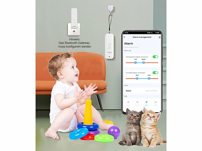 ; WLAN-Temperatur- & Luftfeuchtigkeits-Sensoren mit App-Auswertungen WLAN-Temperatur- & Luftfeuchtigkeits-Sensoren mit App-Auswertungen WLAN-Temperatur- & Luftfeuchtigkeits-Sensoren mit App-Auswertungen 