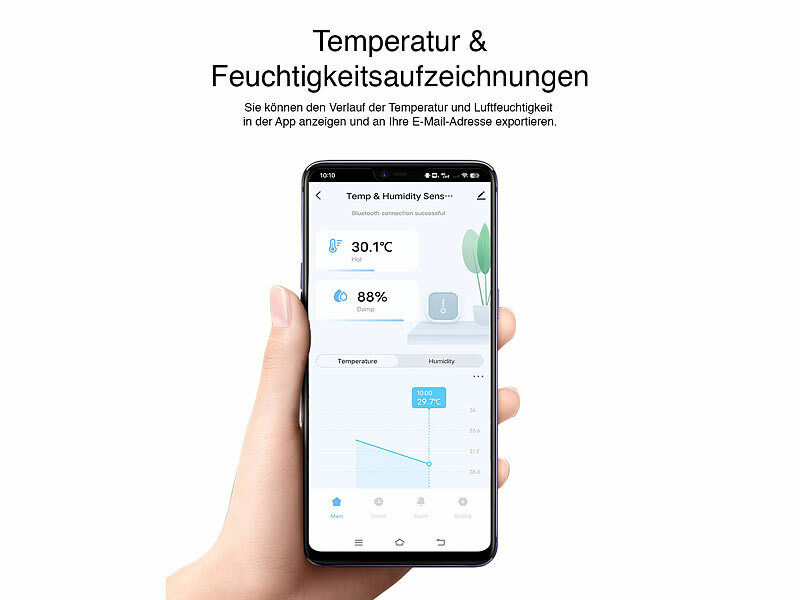 ; WLAN-Temperatur- & Luftfeuchtigkeits-Sensoren mit App-Auswertungen WLAN-Temperatur- & Luftfeuchtigkeits-Sensoren mit App-Auswertungen WLAN-Temperatur- & Luftfeuchtigkeits-Sensoren mit App-Auswertungen 