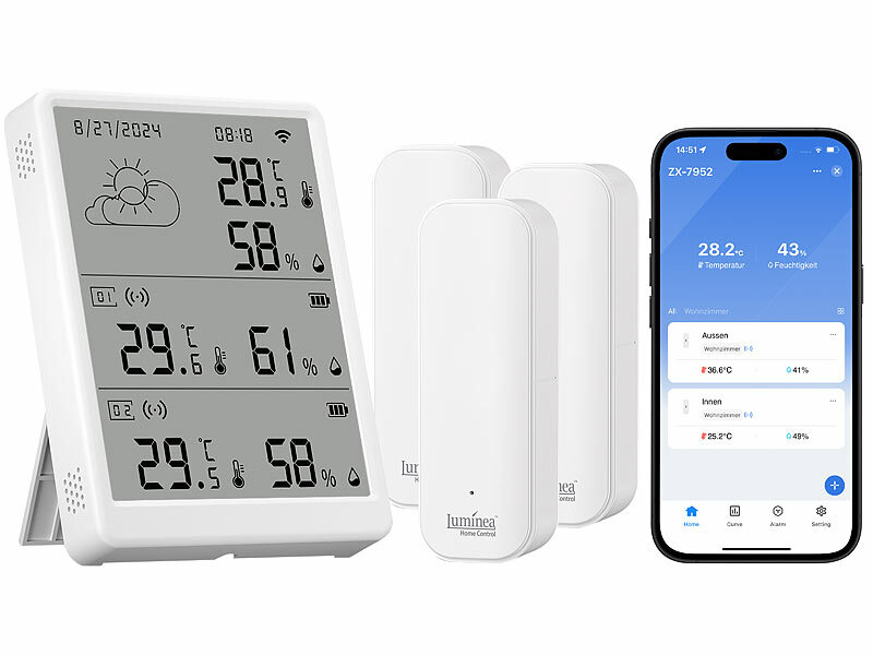 ; WLAN-Temperatur- & Luftfeuchtigkeits-Sensoren mit App-Auswertungen WLAN-Temperatur- & Luftfeuchtigkeits-Sensoren mit App-Auswertungen WLAN-Temperatur- & Luftfeuchtigkeits-Sensoren mit App-Auswertungen WLAN-Temperatur- & Luftfeuchtigkeits-Sensoren mit App-Auswertungen