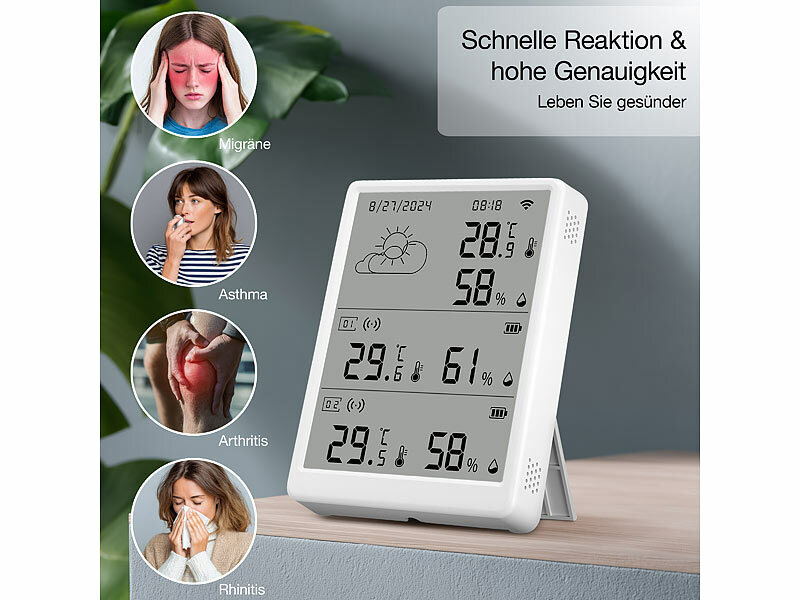 ; WLAN-Temperatur- & Luftfeuchtigkeits-Sensoren mit App-Auswertungen WLAN-Temperatur- & Luftfeuchtigkeits-Sensoren mit App-Auswertungen WLAN-Temperatur- & Luftfeuchtigkeits-Sensoren mit App-Auswertungen