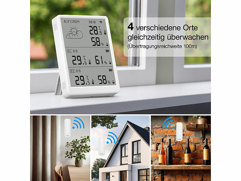 ; WLAN-Temperatur- & Luftfeuchtigkeits-Sensoren mit App-Auswertungen WLAN-Temperatur- & Luftfeuchtigkeits-Sensoren mit App-Auswertungen WLAN-Temperatur- & Luftfeuchtigkeits-Sensoren mit App-Auswertungen