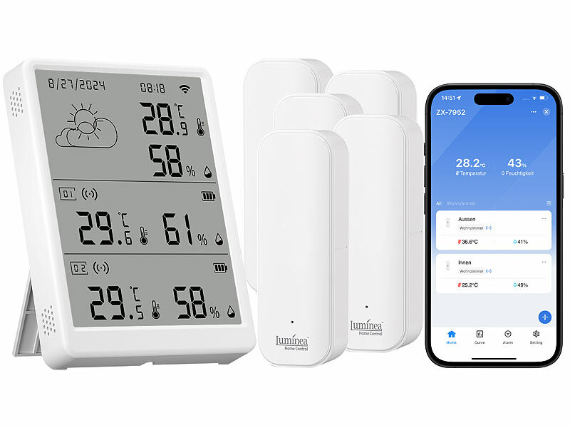 ; WLAN-Temperatur- & Luftfeuchtigkeits-Sensoren mit App-Auswertungen WLAN-Temperatur- & Luftfeuchtigkeits-Sensoren mit App-Auswertungen WLAN-Temperatur- & Luftfeuchtigkeits-Sensoren mit App-Auswertungen