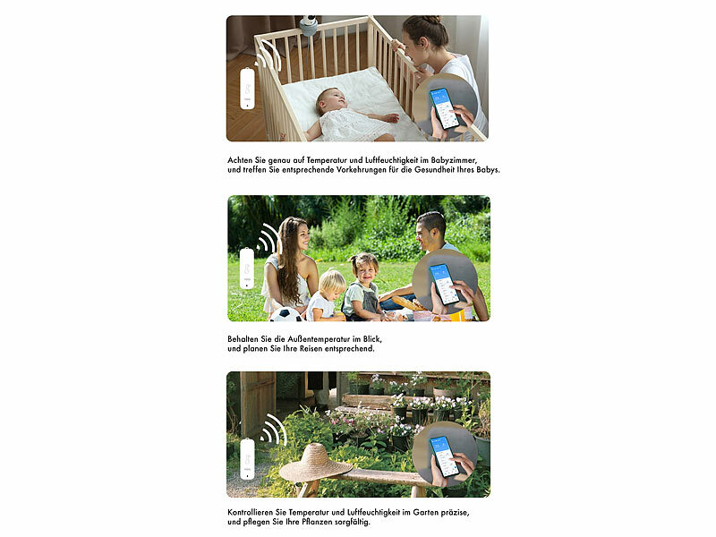 ; WLAN-Temperatur- & Luftfeuchtigkeits-Sensoren mit App-Auswertungen WLAN-Temperatur- & Luftfeuchtigkeits-Sensoren mit App-Auswertungen WLAN-Temperatur- & Luftfeuchtigkeits-Sensoren mit App-Auswertungen
