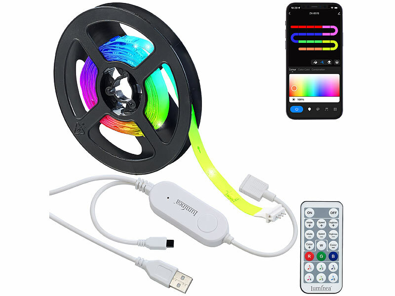; USB-WLAN-LED-Streifen-Set in RGB mit Sprach- & Soundsteuerung USB-WLAN-LED-Streifen-Set in RGB mit Sprach- & Soundsteuerung USB-WLAN-LED-Streifen-Set in RGB mit Sprach- & Soundsteuerung USB-WLAN-LED-Streifen-Set in RGB mit Sprach- & Soundsteuerung 