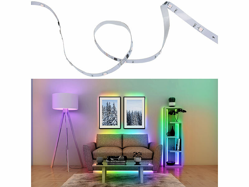 Luminea Home Control LED Band: Smarter USB-RGB-IC-LED-Streifen, Bluetooth,  App, Fernbedienung, 2 m (RGB-LED-Stripes USB)