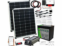 revolt Solaranlagen-Set: MPPT-Laderegler, 100 Watt-Solarmodule und LiFePo4- Akku: Mit