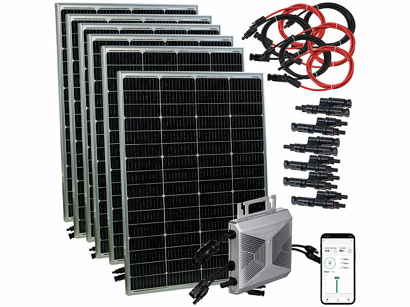 revolt WLAN-Mikroinverter für Solarmodule, 600 W, App, geprüft (VDE-Normen)