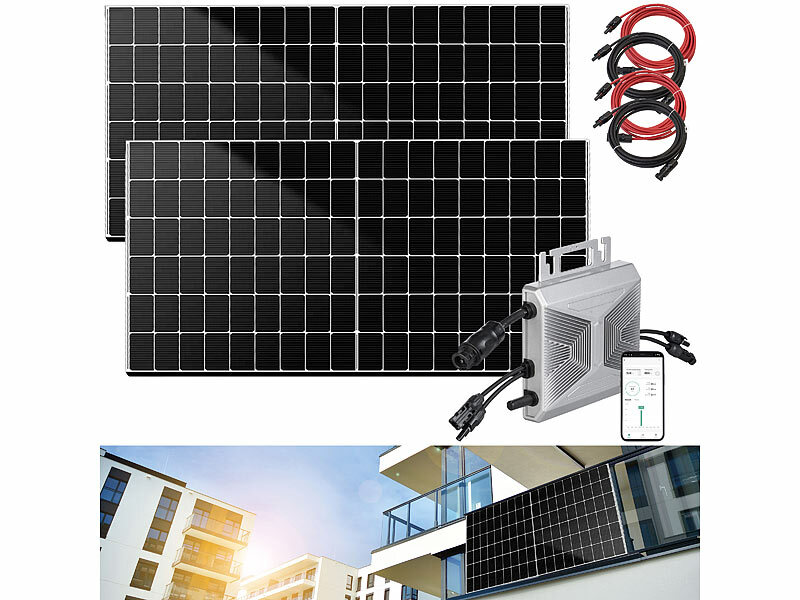 revolt Solar-Set: WLAN-Mikroinverter mit 2x 430-W-Solarmodul