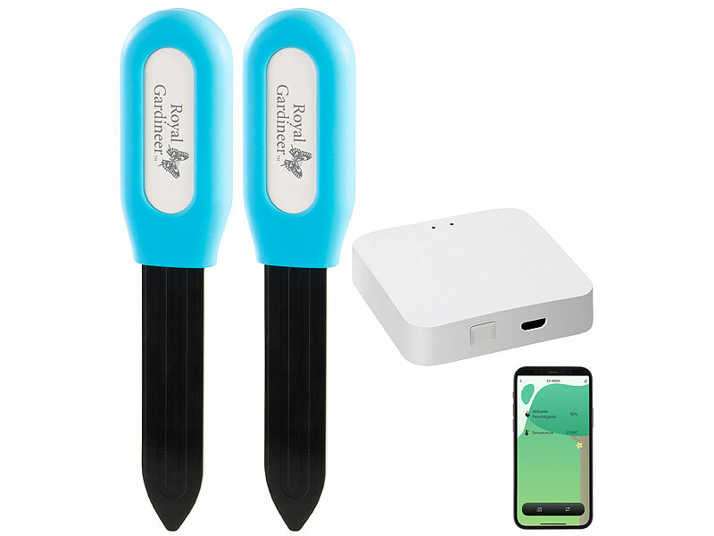 ; ZigBee-Boden-Temperatur- und Feuchtigkeits-Sensoren mit App, WLAN-Gateways mit Bluetooth 